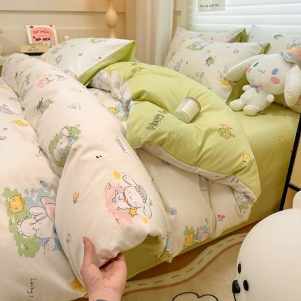 91家纺网 家纺一手货源 找家纺 晨希 2024春夏新款全棉13372印花四件套—卡通系列 调皮狗