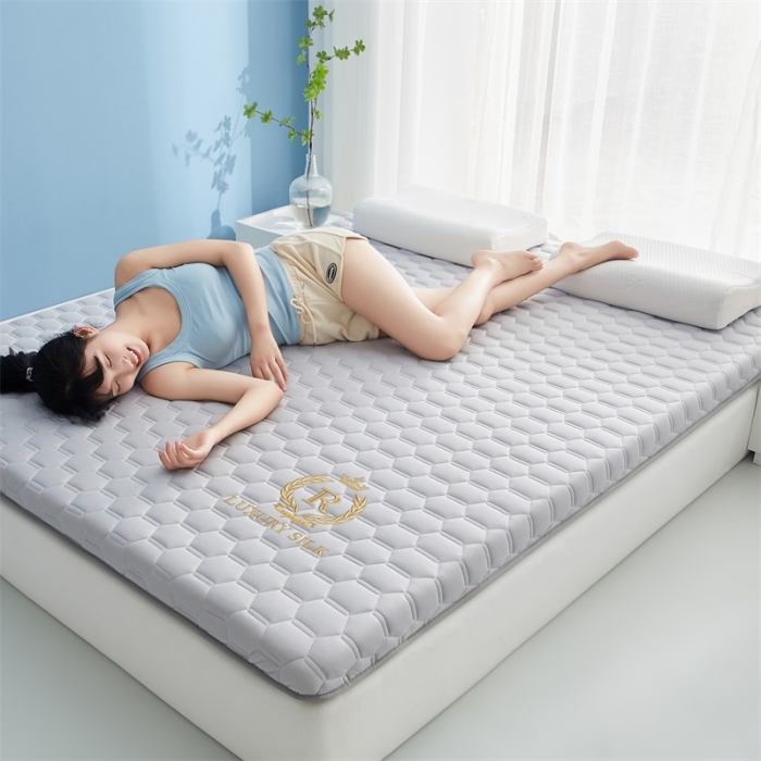 91家纺网 家纺一手货源 找家纺 鹿辉 2025新款牛奶丝烫画单边床垫 皇冠足球灰