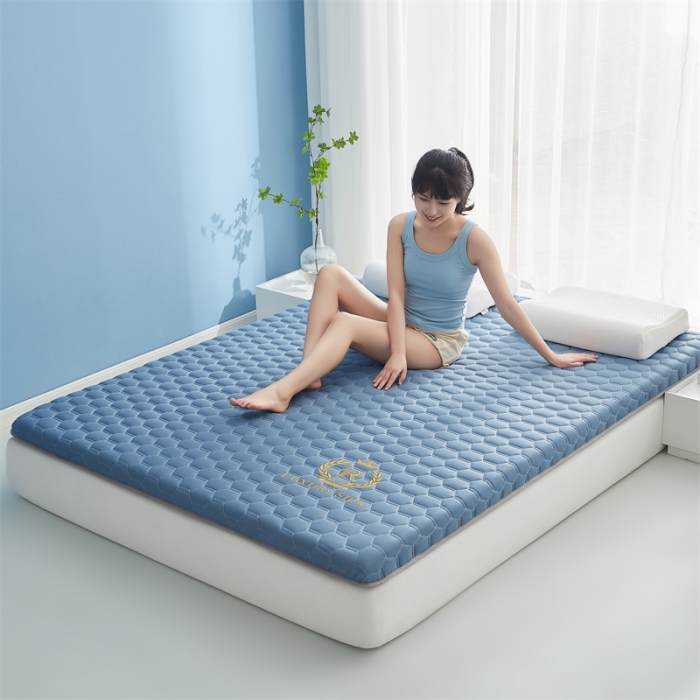 91家纺网 家纺一手货源 找家纺 鹿辉 2025新款牛奶丝烫画单边床垫 皇冠足球蓝