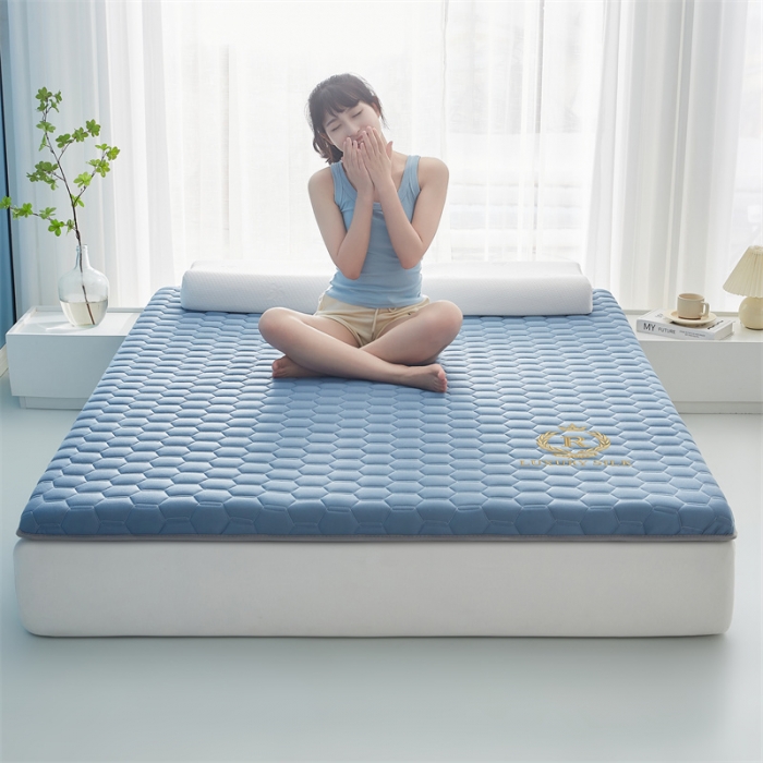 91家纺网 家纺一手货源 找家纺 鹿辉 2025新款牛奶丝烫画单边床垫 皇冠足球蓝