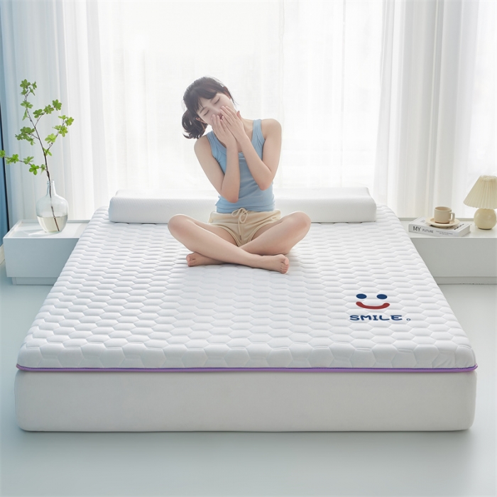 91家纺网 家纺一手货源 找家纺 鹿辉 2025新款牛奶丝烫画单边床垫 笑脸白