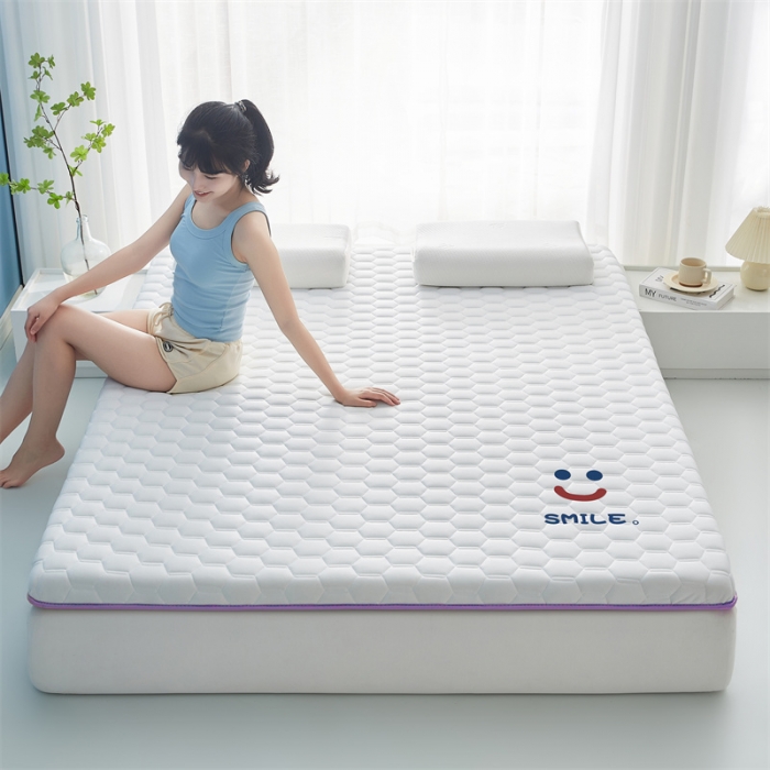 91家纺网 家纺一手货源 找家纺 鹿辉 2025新款牛奶丝烫画单边床垫 笑脸白