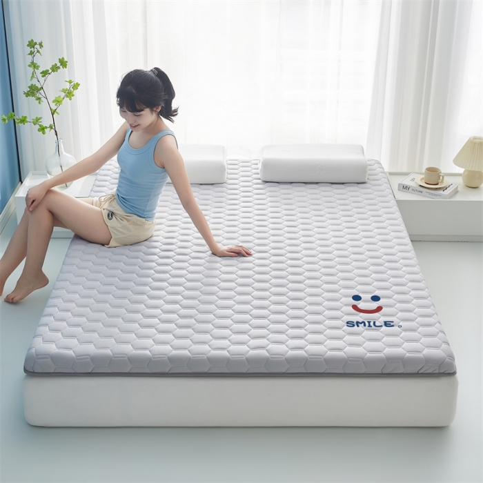 91家纺网 家纺一手货源 找家纺 鹿辉 2025新款牛奶丝烫画单边床垫 笑脸灰