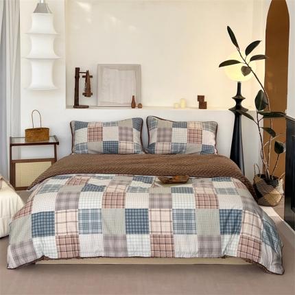 91家纺网 家纺一手货源 找家纺 （总）佰织鑫（会员-5元） 2023新款高温砂洗棉加绒棉花床盖四件套