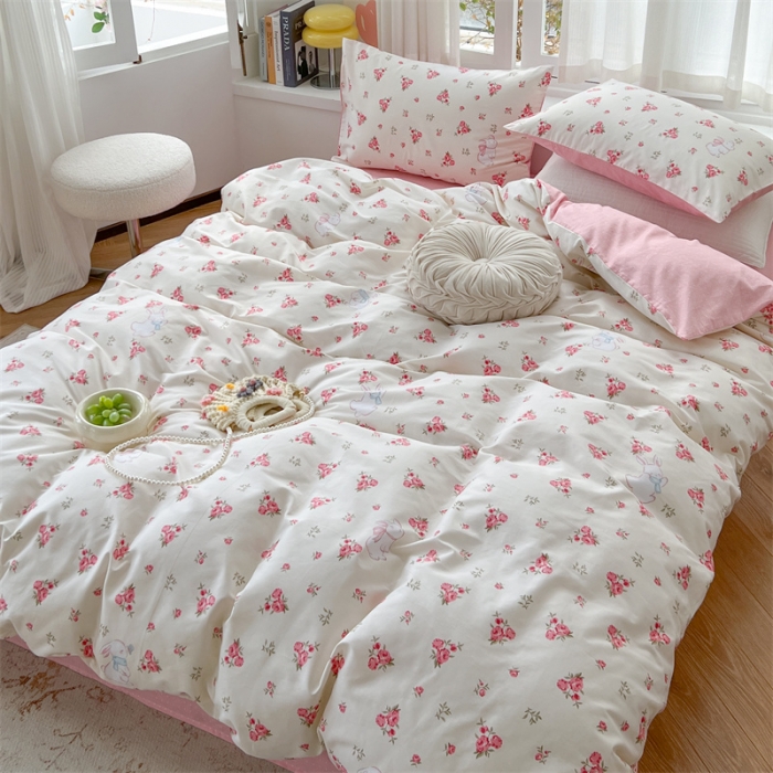 91家纺网 家纺一手货源 找家纺 时年 2023新款热爱生活·全棉系列第三期 玫瑰小兔