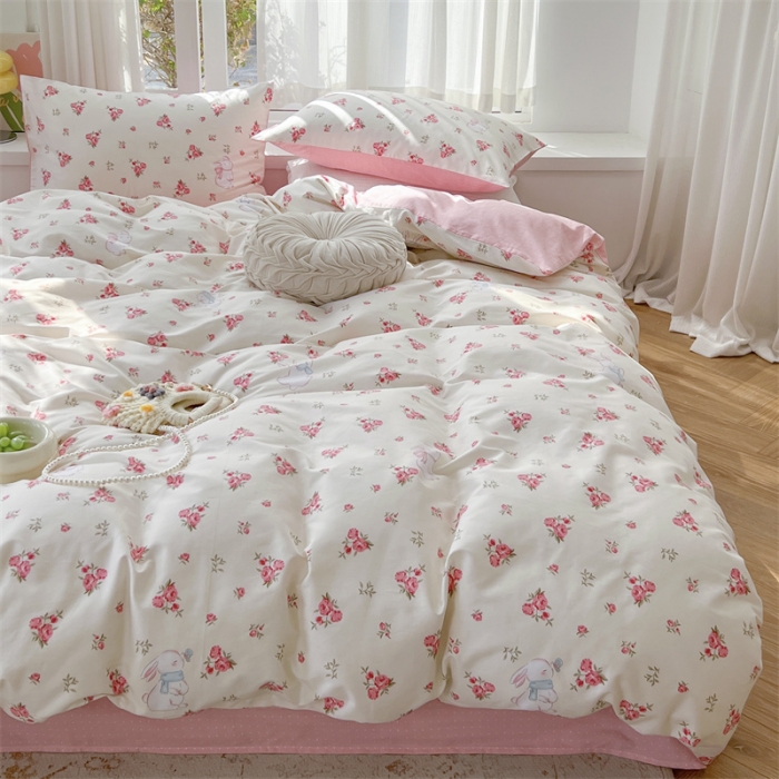 91家纺网 家纺一手货源 找家纺 时年 2023新款热爱生活·全棉系列第三期 玫瑰小兔