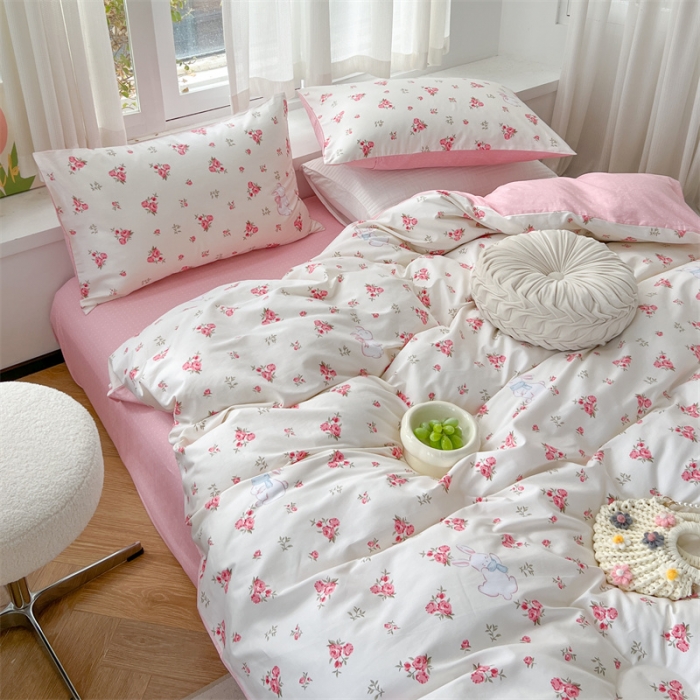 91家纺网 家纺一手货源 找家纺 时年 2023新款热爱生活·全棉系列第三期 玫瑰小兔