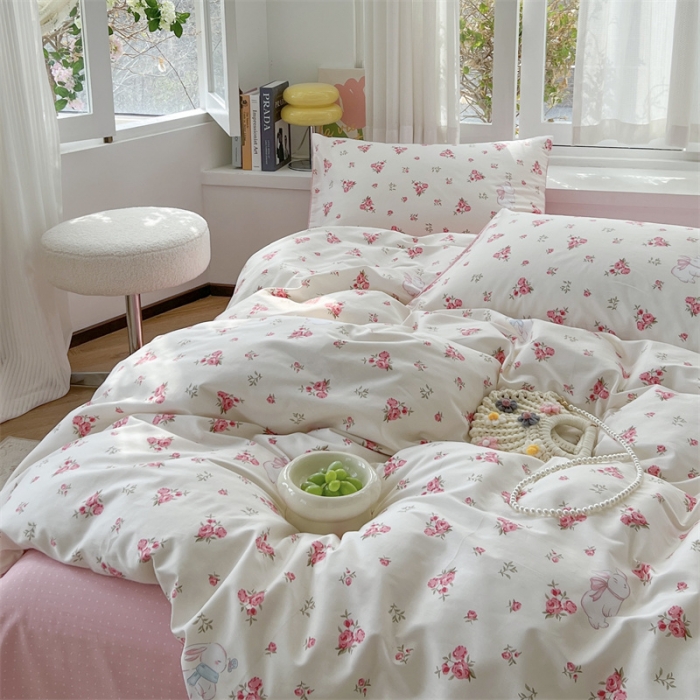 91家纺网 家纺一手货源 找家纺 时年 2023新款热爱生活·全棉系列第三期 玫瑰小兔