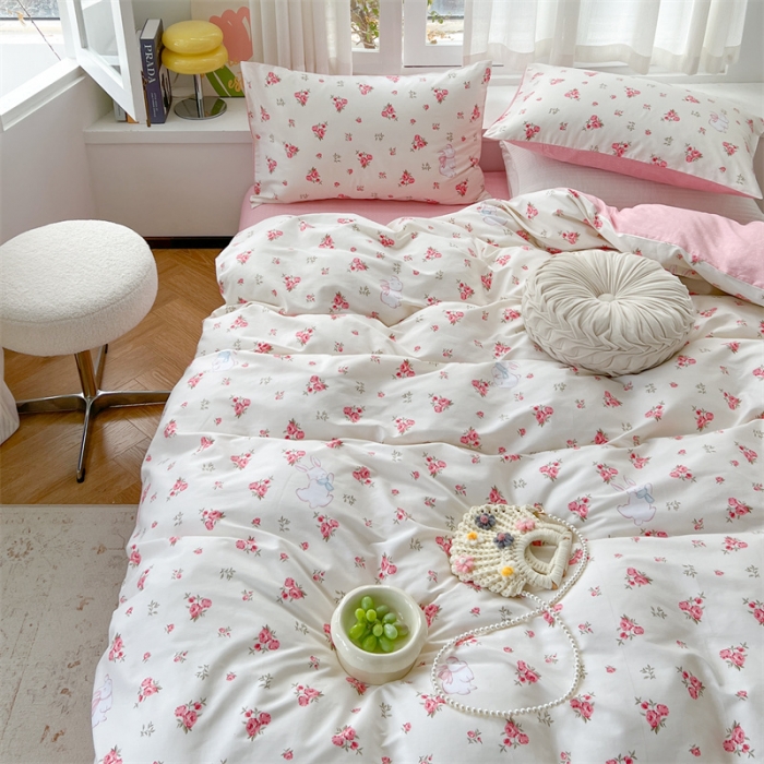 91家纺网 家纺一手货源 找家纺 时年 2023新款热爱生活·全棉系列第三期 玫瑰小兔