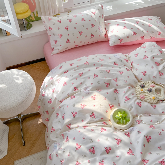 91家纺网 家纺一手货源 找家纺 时年 2023新款热爱生活·全棉系列第三期 玫瑰小兔