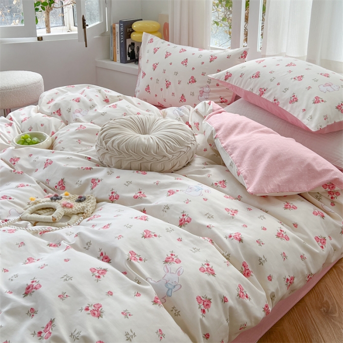 91家纺网 家纺一手货源 找家纺 时年 2023新款热爱生活·全棉系列第三期 玫瑰小兔