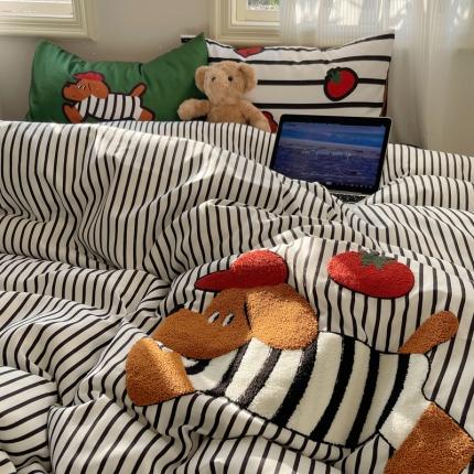 91家纺网 家纺一手货源 找家纺 (总) 花伞 2024新款毛巾绣卡通水洗棉磨毛四件套