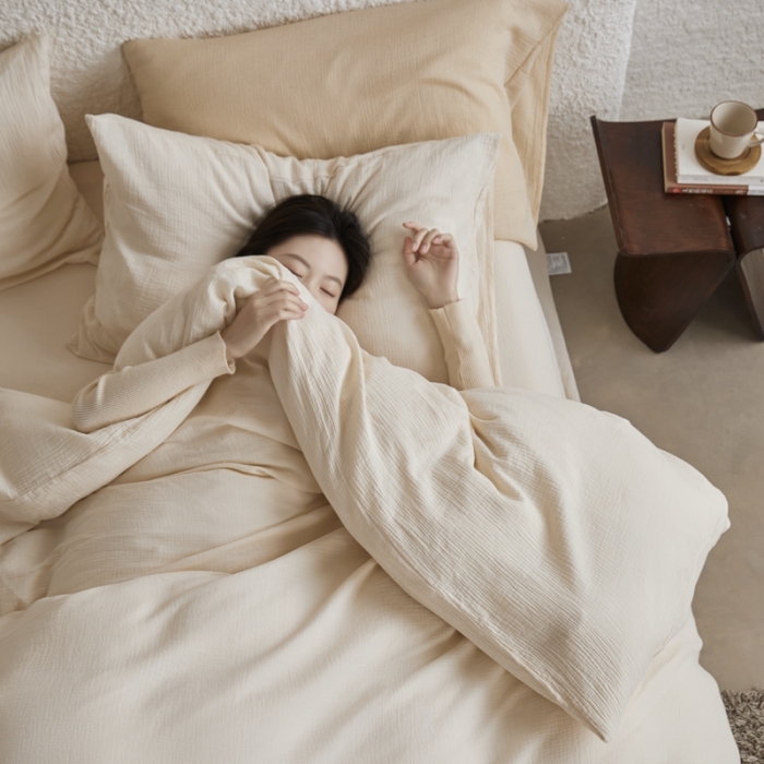 91家纺网 家纺一手货源 找家纺 （总）安莱生活2024新款绉纱美拉德色纯色四件套单品系列