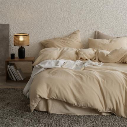 91家纺网 家纺一手货源 找家纺 （总）安莱生活2024新款绉纱美拉德色纯色四件套单品系列