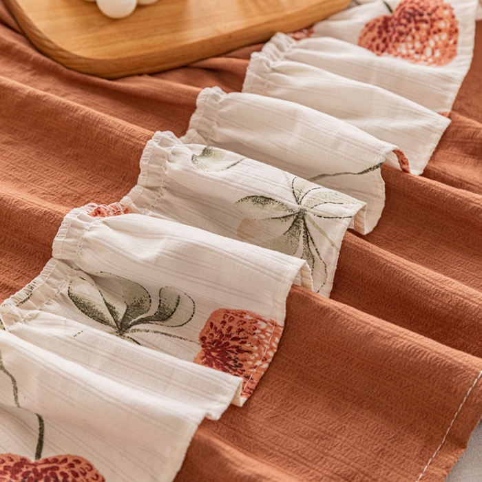 91家纺网 家纺一手货源 找家纺 （总）紫碧螺 2023新款水洗棉麻韩版印花绗缝双面床裙