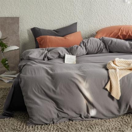 91家纺网 家纺一手货源 找家纺 安莱生活2024款绉纱美拉德色混搭四件套单品系列 水泥+黑巧+水泥太妃