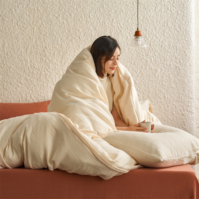 91家纺网 家纺一手货源 找家纺 （总）安莱生活2024新款绉纱美拉德色混搭四件套单品系列