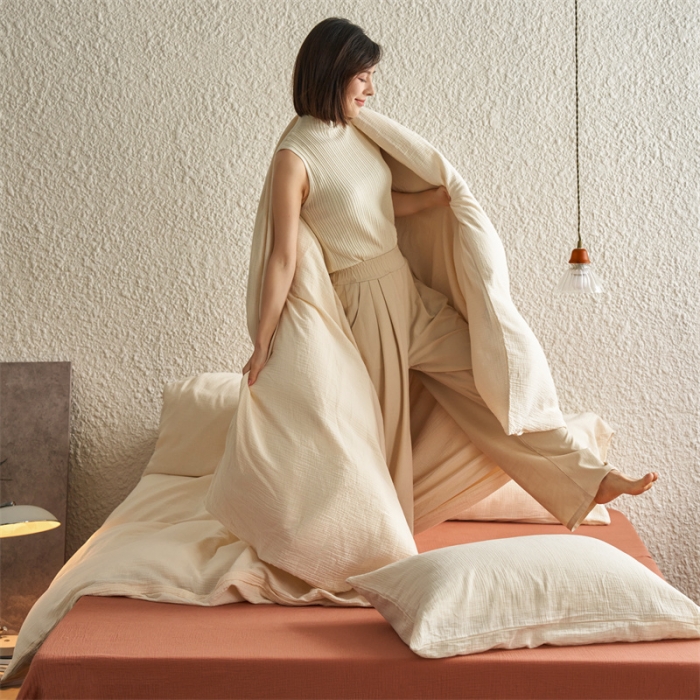 91家纺网 家纺一手货源 找家纺 （总）安莱生活2024新款绉纱美拉德色混搭四件套单品系列