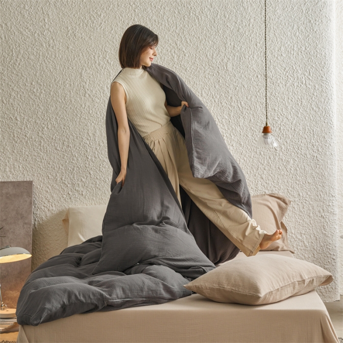 91家纺网 家纺一手货源 找家纺 安莱生活2024款绉纱美拉德色混搭四件套单品系列 黑巧+伯爵+曲奇伯爵