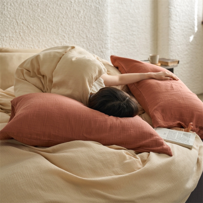 91家纺网 家纺一手货源 找家纺 安莱生活2024款绉纱美拉德色混搭四件套单品系列 曲奇+黑巧+曲奇太妃