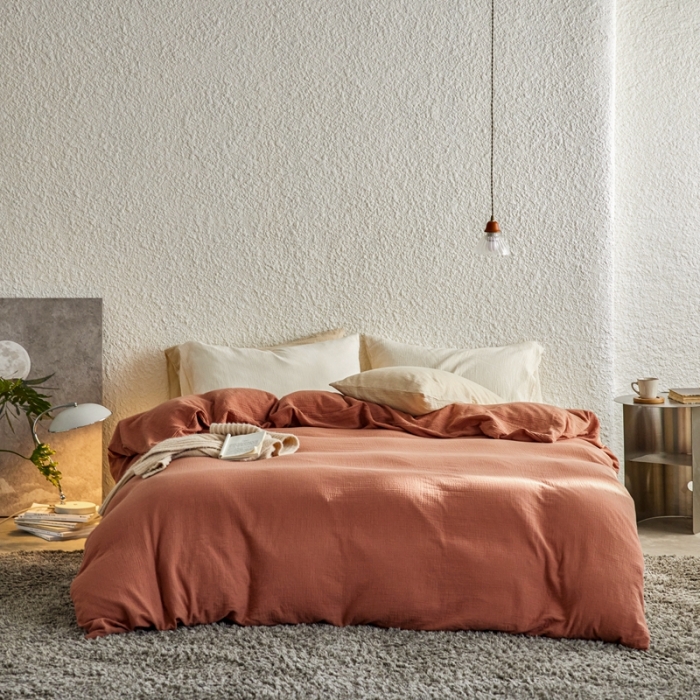 91家纺网 家纺一手货源 找家纺 安莱生活2024款绉纱美拉德色混搭四件套单品系列 太妃+芝士+芝士芝士