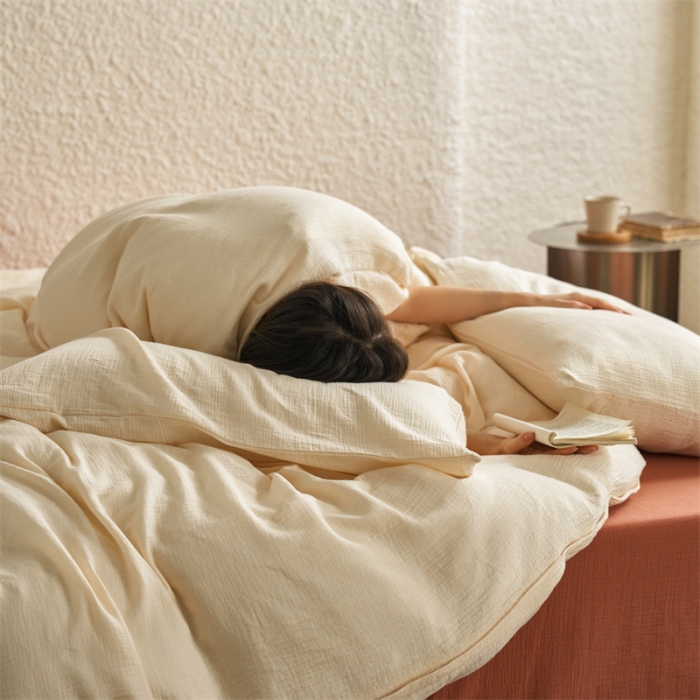 91家纺网 家纺一手货源 找家纺 安莱生活2024款绉纱美拉德色混搭四件套单品系列 芝士+太妃+芝士太妃