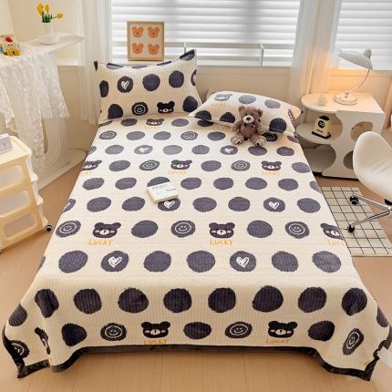 91家纺网 家纺一手货源 找家纺 乐童 2024新款直播爆款高克重床盖 圆点小熊-床盖