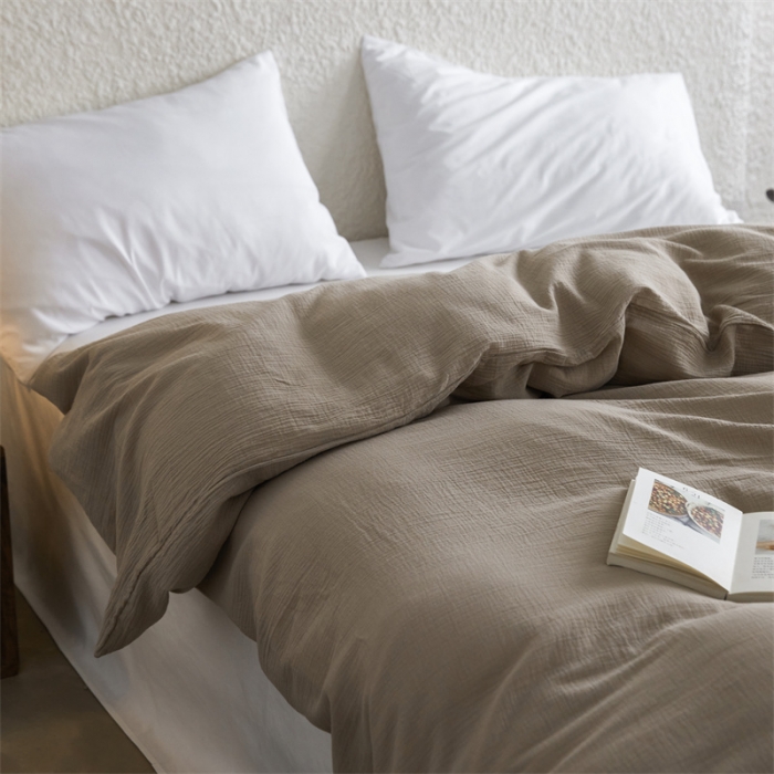 91家纺网 家纺一手货源 找家纺 安莱生活2024新款绉纱美拉德色纯色单品被套 伯爵