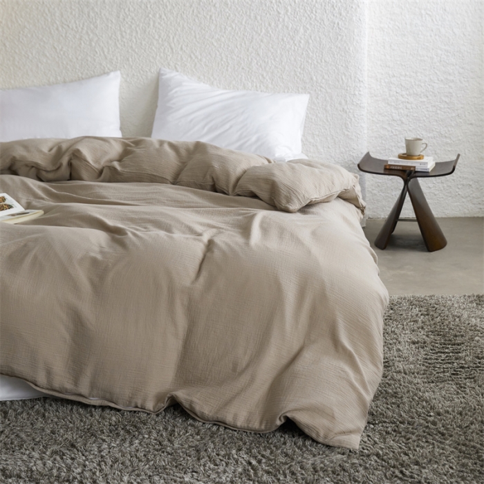 91家纺网 家纺一手货源 找家纺 安莱生活2024新款绉纱美拉德色纯色单品被套 伯爵