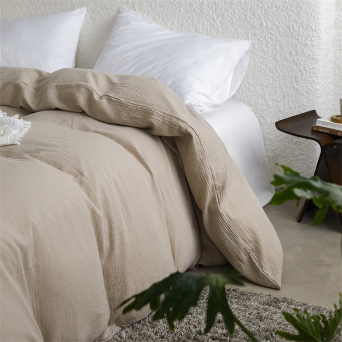 91家纺网 家纺一手货源 找家纺 安莱生活2024新款绉纱美拉德色纯色单品被套 伯爵