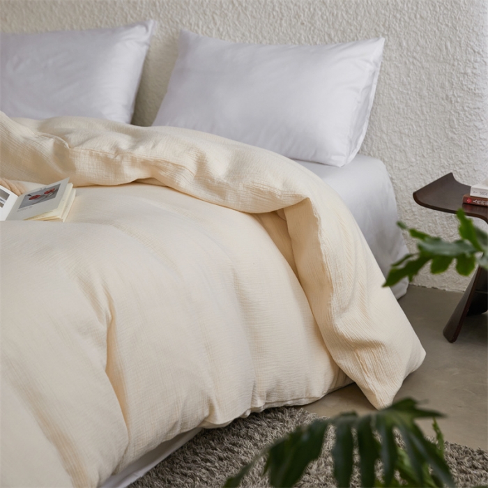 91家纺网 家纺一手货源 找家纺 安莱生活2024新款绉纱美拉德色纯色单品被套 芝士