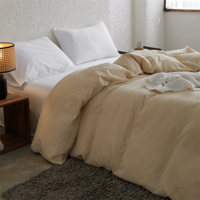 91家纺网 家纺一手货源 找家纺 （总）安莱生活2024新款绉纱美拉德色纯色单品被套