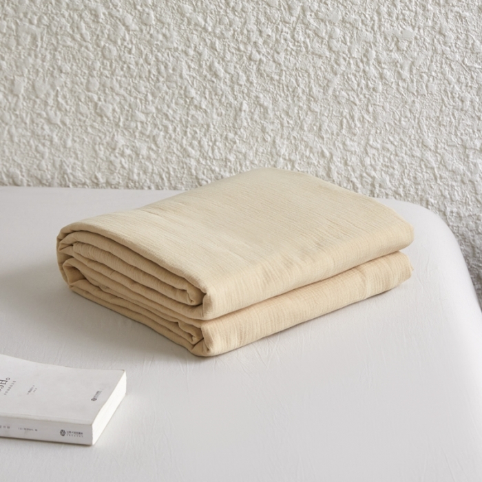 91家纺网 家纺一手货源 找家纺 安莱生活2024新款绉纱美拉德色纯色单品被套 曲奇