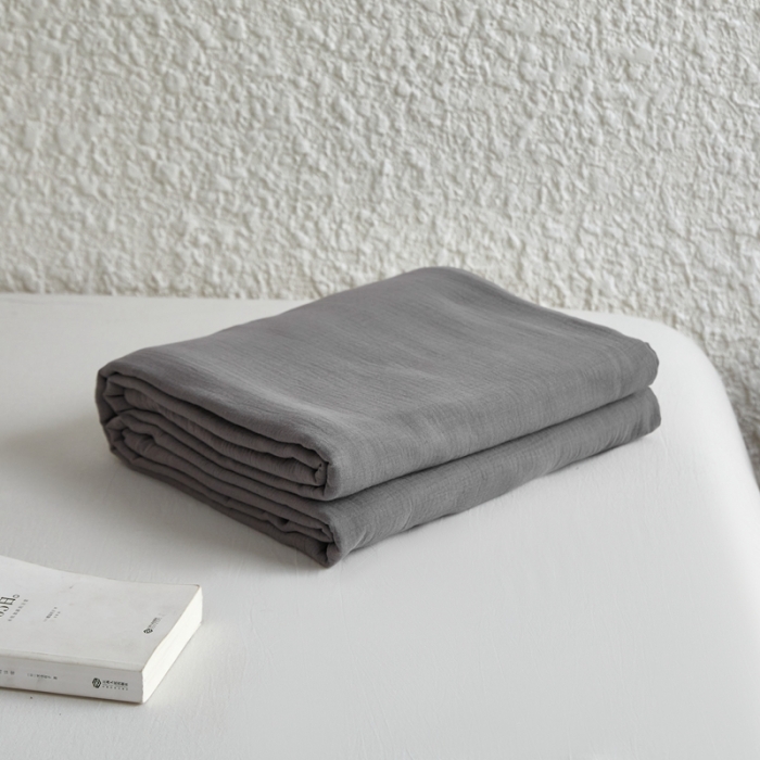 91家纺网 家纺一手货源 找家纺 安莱生活2024新款绉纱美拉德色纯色单品被套 水泥