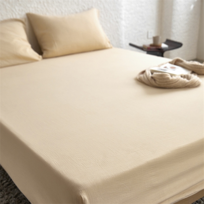 91家纺网 家纺一手货源 找家纺 （总）安莱生活 2024新款绉纱美拉德色纯色单品床笠