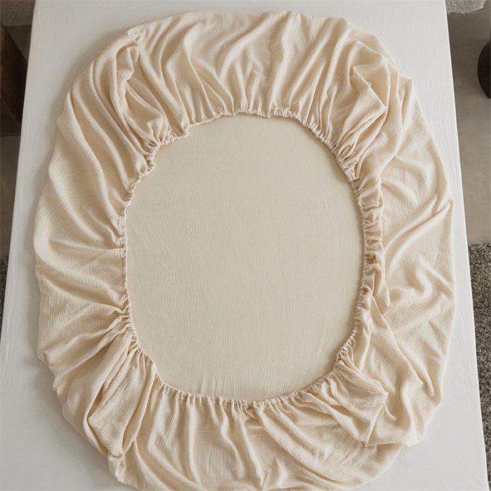 91家纺网 家纺一手货源 找家纺 （总）安莱生活 2024新款绉纱美拉德色纯色单品床笠