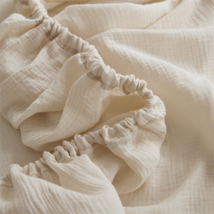 91家纺网 家纺一手货源 找家纺 安莱生活 2024新款绉纱美拉德色纯色单品床笠 芝士