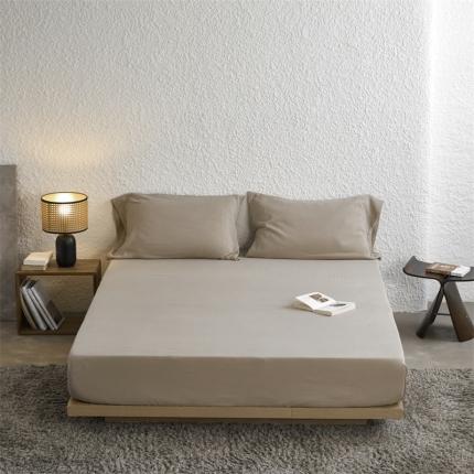 91家纺网 家纺一手货源 找家纺 安莱生活 2024新款绉纱美拉德色纯色单品床笠 伯爵