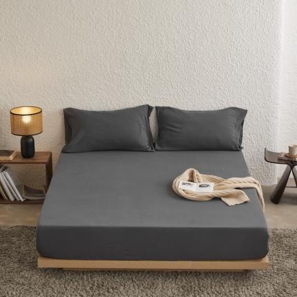 91家纺网 家纺一手货源 找家纺 安莱生活 2024新款绉纱美拉德色纯色单品床笠 黑巧