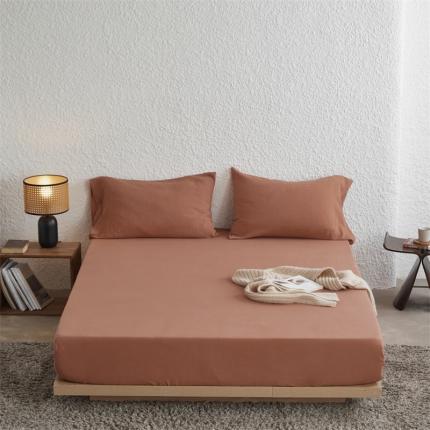 91家纺网 家纺一手货源 找家纺 （总）安莱生活 2024新款绉纱美拉德色纯色单品床笠