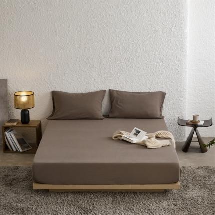 91家纺网 家纺一手货源 找家纺 安莱生活 2024新款绉纱美拉德色纯色单品床笠 糖棕