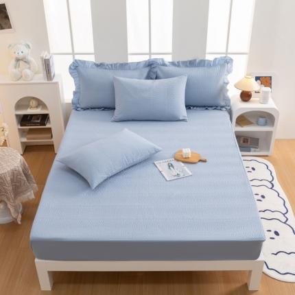 91家纺网 家纺一手货源 找家纺 （总）紫碧螺家纺 2023新款暗提花水洗棉麻绗绣款双面印花床笠