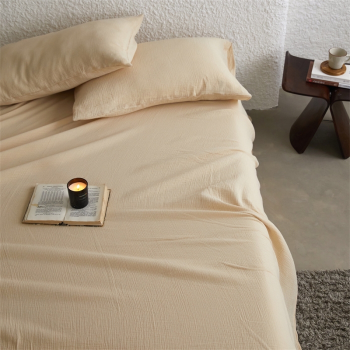 91家纺网 家纺一手货源 找家纺 （总）安莱生活2024新款绉纱美拉德色纯色单品床单