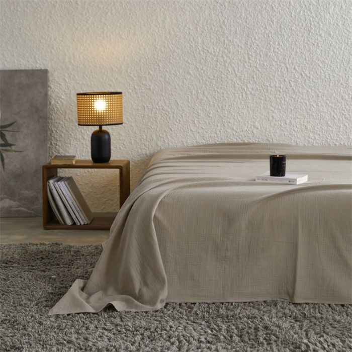 91家纺网 家纺一手货源 找家纺 安莱生活2024新款绉纱美拉德色纯色单品床单 伯爵