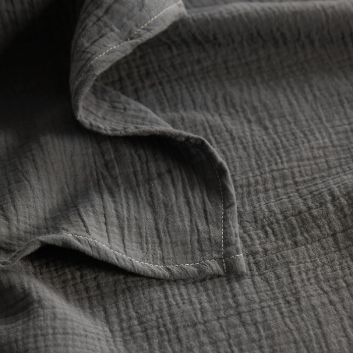 91家纺网 家纺一手货源 找家纺 安莱生活2024新款绉纱美拉德色纯色单品床单 黑巧