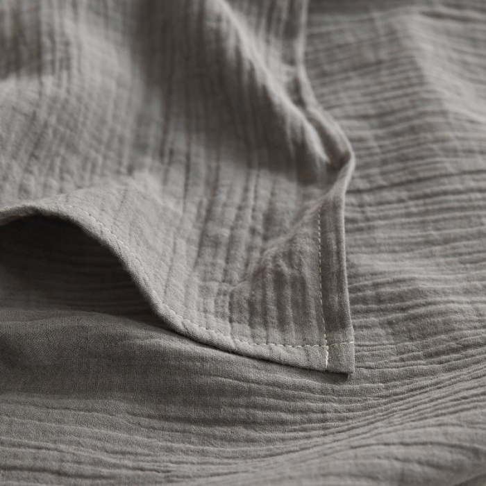 91家纺网 家纺一手货源 找家纺 安莱生活2024新款绉纱美拉德色纯色单品床单 水泥