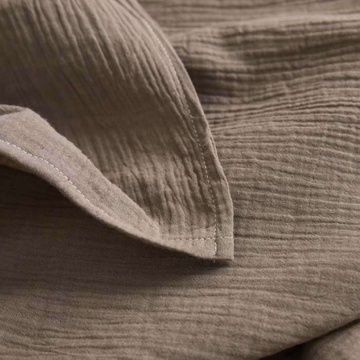 91家纺网 家纺一手货源 找家纺 安莱生活2024新款绉纱美拉德色纯色单品床单 糖棕