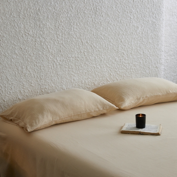 91家纺网 家纺一手货源 找家纺 （总）安莱生活2024新款绉纱美拉德色纯色单品枕套