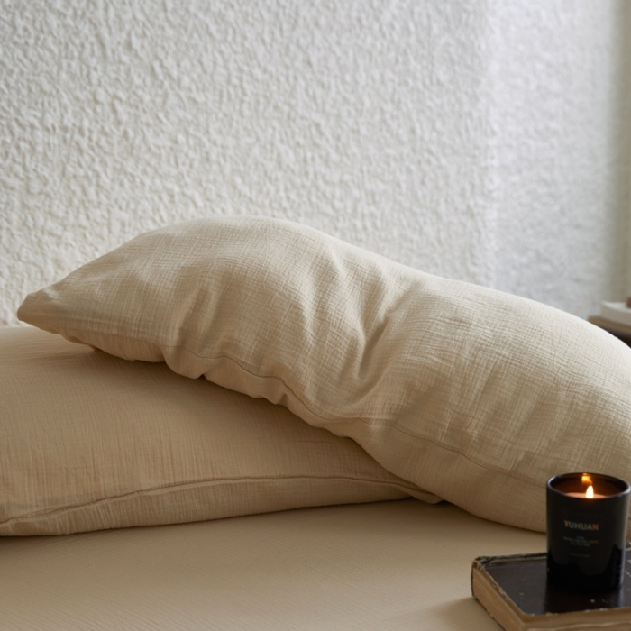 91家纺网 家纺一手货源 找家纺 （总）安莱生活2024新款绉纱美拉德色纯色单品枕套