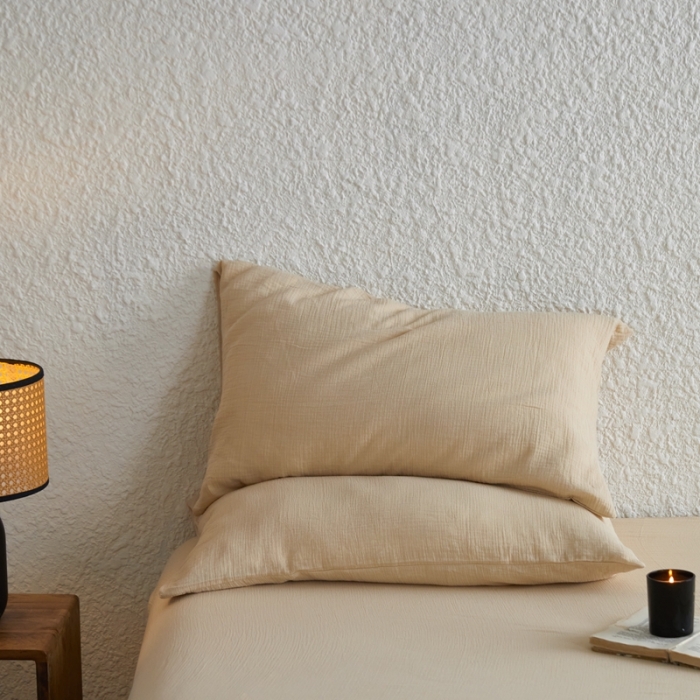 91家纺网 家纺一手货源 找家纺 （总）安莱生活2024新款绉纱美拉德色纯色单品枕套